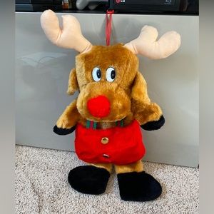 Vintage Santas Best Reindeer Plush Stocking Hanging Stuffed Plush